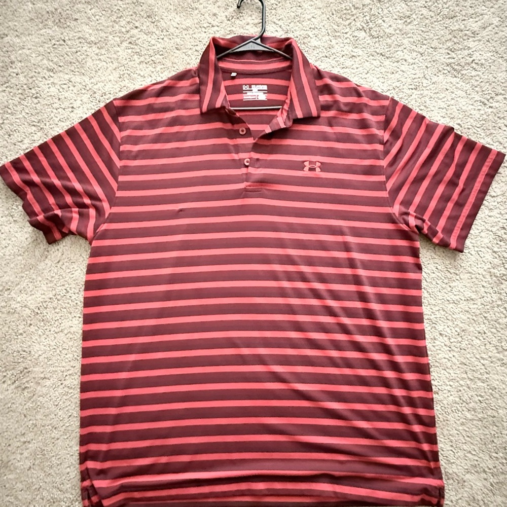 Under Armour Men's Red Striped Polo Shirt